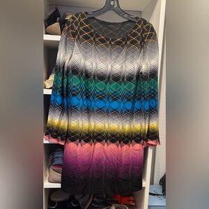 Missoni Vibrant Long Sleeve Dress with Black and Multicolor Pattern